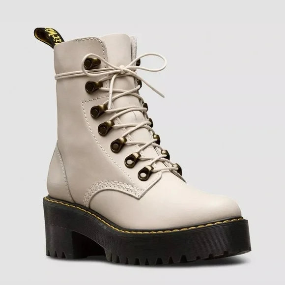 Dr. Martens “Leona” Boots in Color Bone - Picture 1 of 5